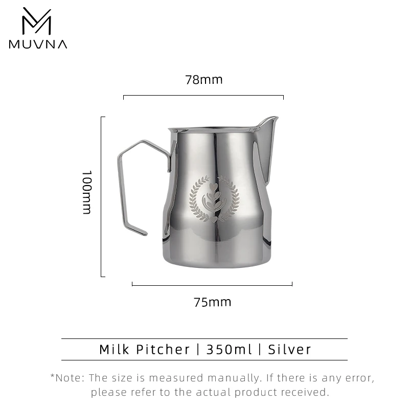 Premium Stainless Steel Milk Frothing Pitcher with Sharp Spout - 350/450ml, Black/Silver Finish
