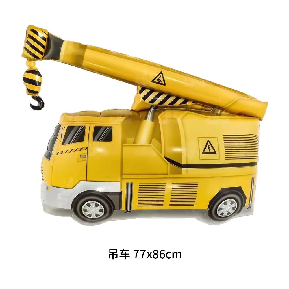 5pcs Construction Themed Balloon Carton Vehicle Balloon Excavator Forklift Crane Balloons for Boy\'s Construction Birthday Party