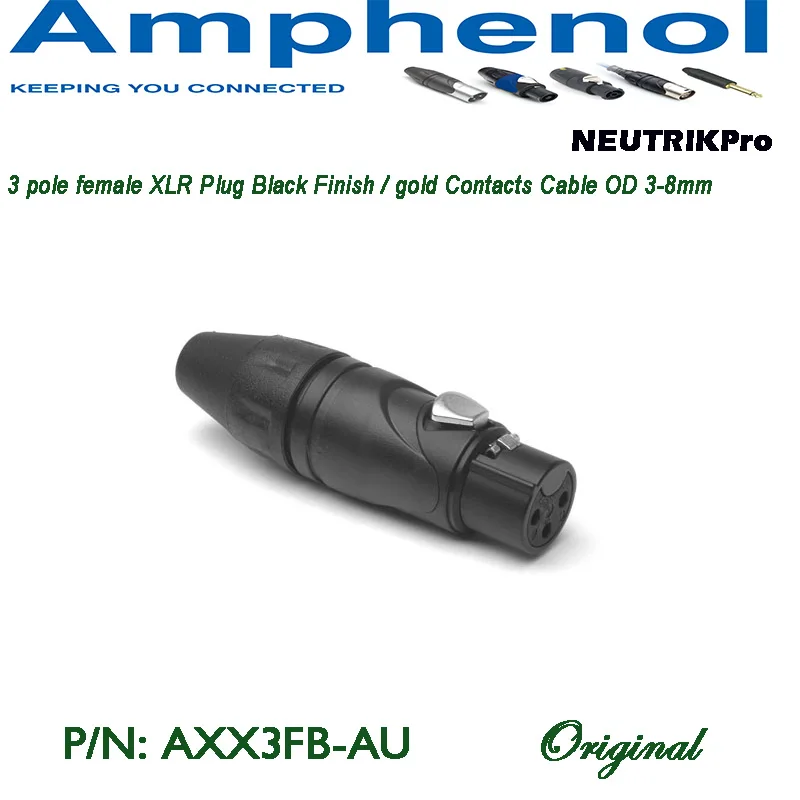 Original Amphenol Audio 3 pole XLR AX series AXX3FB-AU and AX3MB-AU plug with cable OD 3mm &ndash; 8mm bag package AX3M and AXX3F