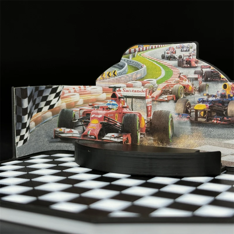 승자 포듐 차고 모델 F1 드라이버 세나 및 사진 작가 피규어, 절묘한 미니어처 디오라마 취미 컬렉션, 1/64 체중계