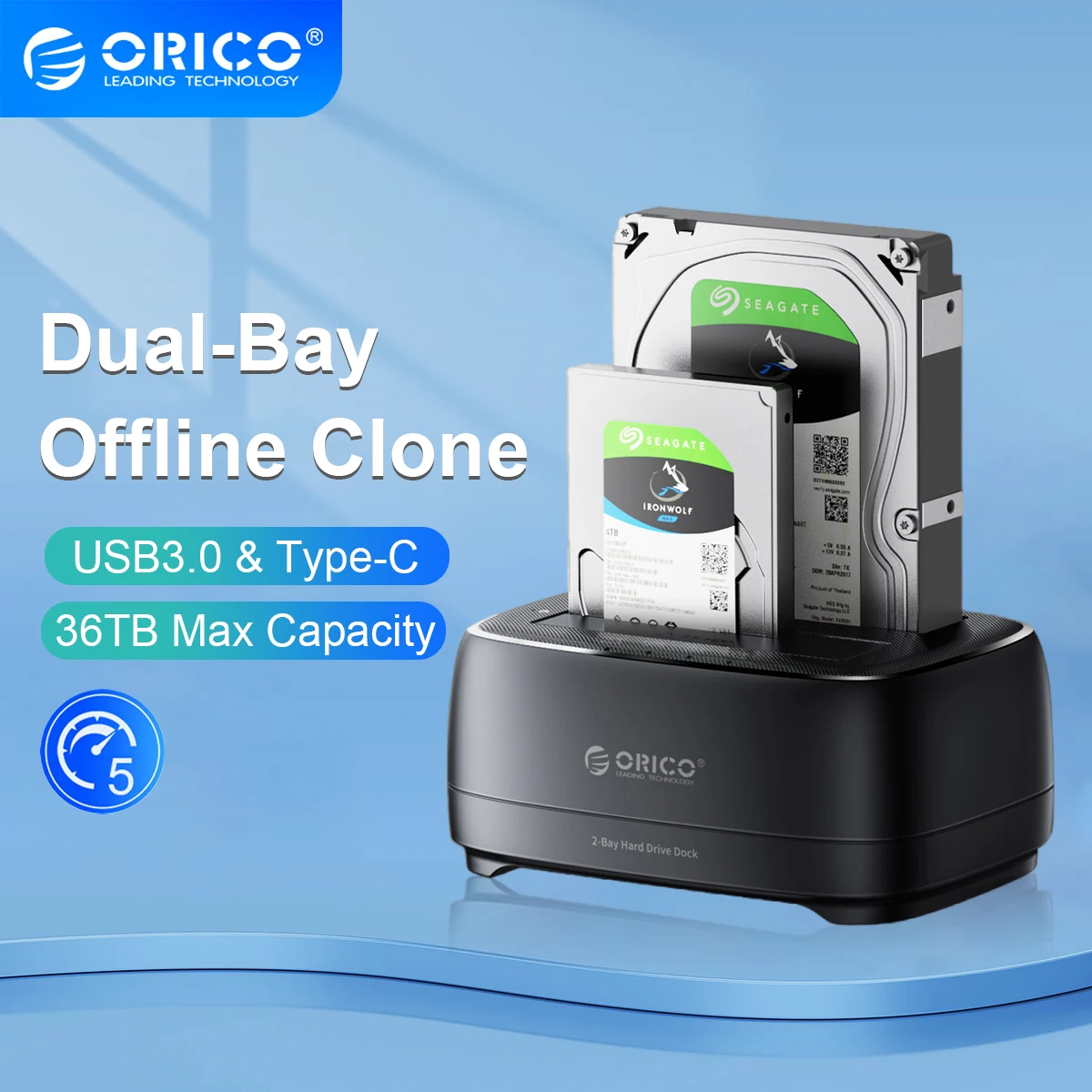 

Корпус для 2 жестких дисков ORICO, USB 2,5 и Type-C, 5 Гбит/с