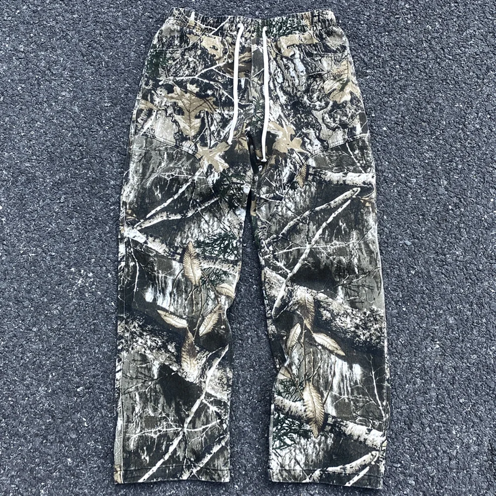 

Frog Drift Fashion Casual Sweatpants Streetwear Leaf Camouflage Functional Style Vintage Clothing Trousers Cargo Pants For Men