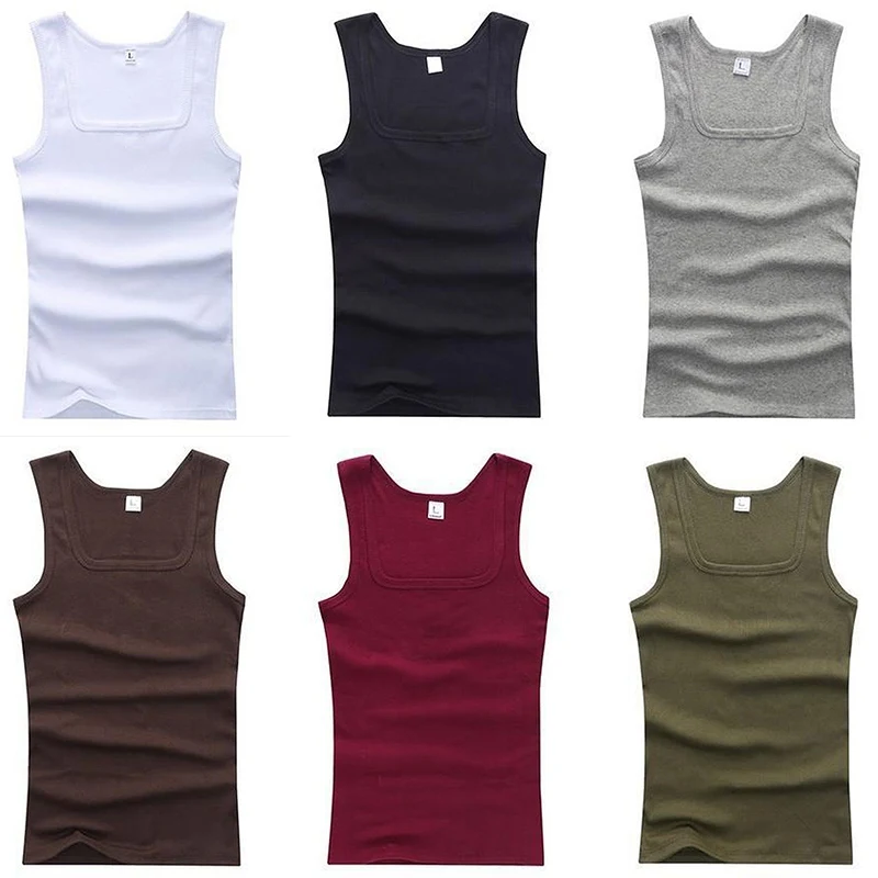 Summer Men Tanks Sleeveless Tops Men Muscle Vest Slim Fit Undershirts Fitness Clothing Solid Singlet Bodybuilding Stringer Vest