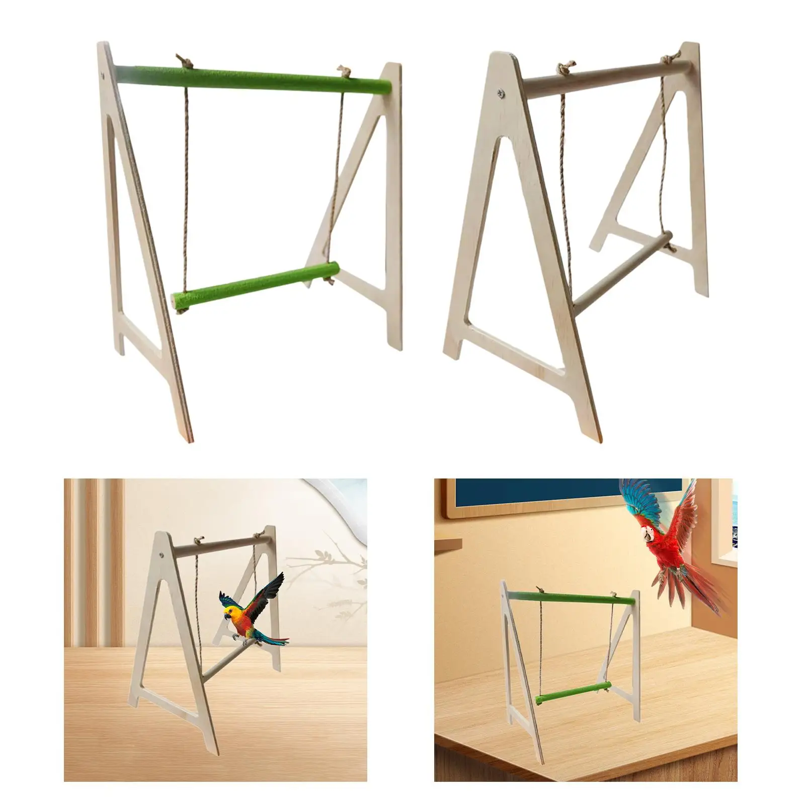 Bird Parrot Hammock Perch Rest and Play Parrot Play Stand Wooden Parrot Chewing Toy for Budgies Cockatoo Conure Parakeet