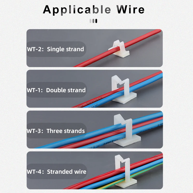 10PCS WT-1/2/3/4 자기 접착 홀더 케이블 클램프 클립 와이어 데스크탑 자동차 데이터 USB 버클 빠른 코드 보빈 바람 관리