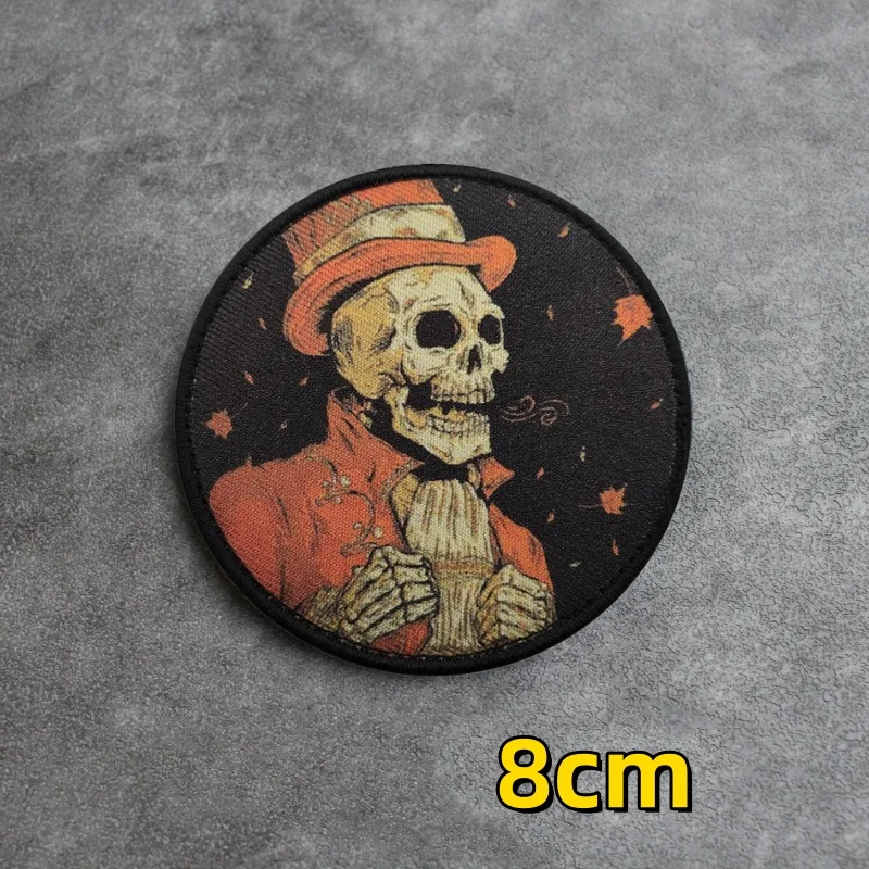 Kürbis Nacht Halloween Druck taktische Patch Victoria Herbst Schädel Abzeichen Klett verschluss Moral Abzeichen Outdoor Rucksack Aufkleber – Detail 6