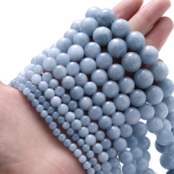 Elegant Natural Stone Bead Collection for Jewelry Crafting - Lava, Tiger Eye, Crystal, Apatite, Amazonite, Tourmaline (Blue chalcedony)