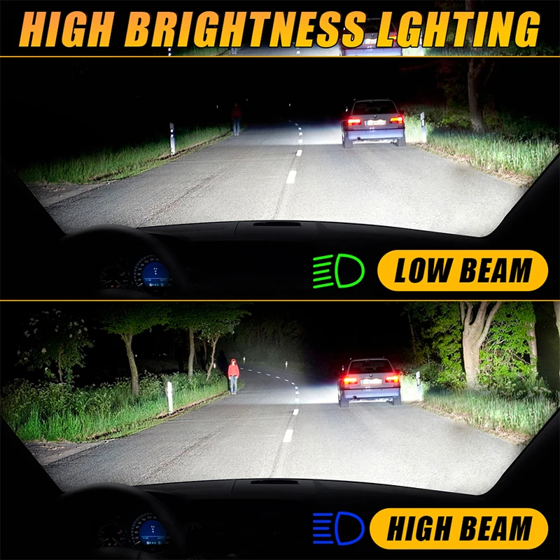 2개입 H7 H4 LED 헤드라이트 전구 6000W 초강력 6300000LM 슈퍼 화이트 6500K 12V 캔버스 H7 자동차 램프 에러 프리 터보 라이트 24V