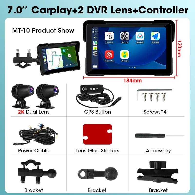 Écran Moto CarPlay/Android Auto 7 Pouces étanche IP67 - GPS, Bluetooth Double, Tactile - 6