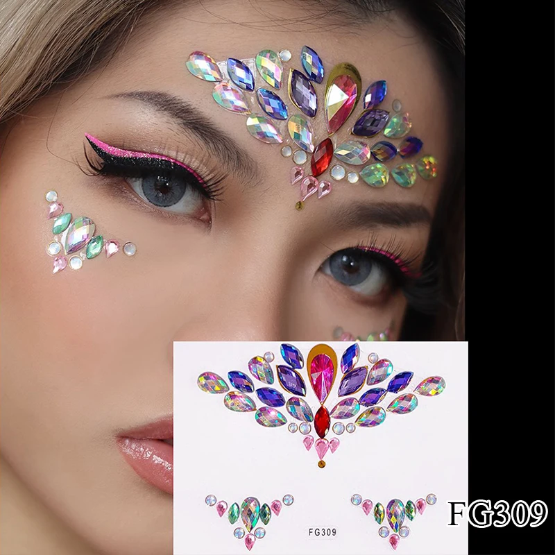 3D Face Gems Jewels Sticker Shiny Face Decoration Rhinestones Sticker  Festival Body Art Decoration Diamond Music Festival Tattoo - AliExpress