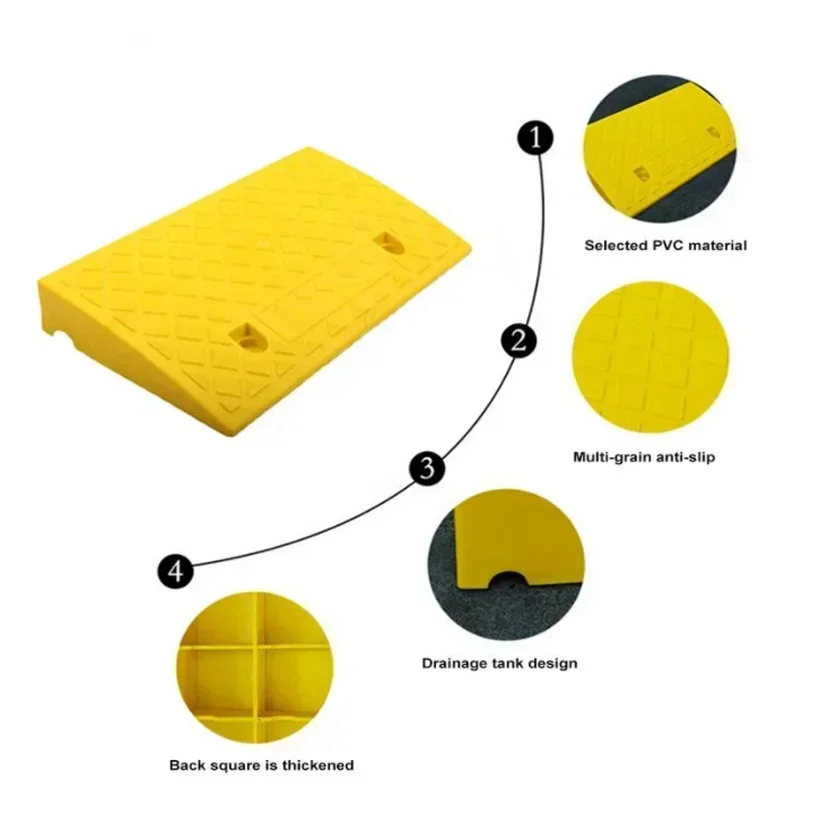 22cm High Car Access Ramp Triangle Pad Speed Reducer Durable Threshold For Automobile Motorcycle Heavy Wheelchair Rubber Wheel