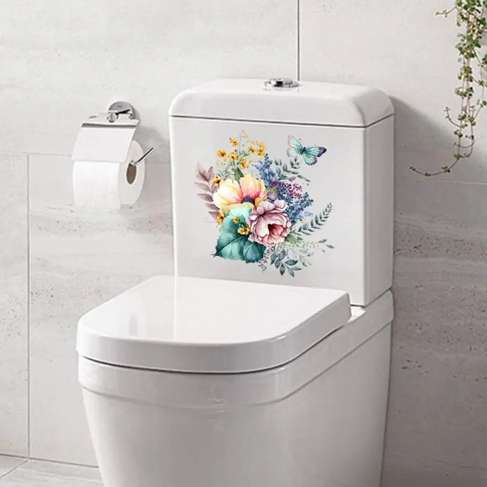 

Toilet Decal Vibrant Butterfly Flower Toilet Sticker Waterproof Wall Decal for Home Bathroom Lid Decorative Sticker Wall Decor