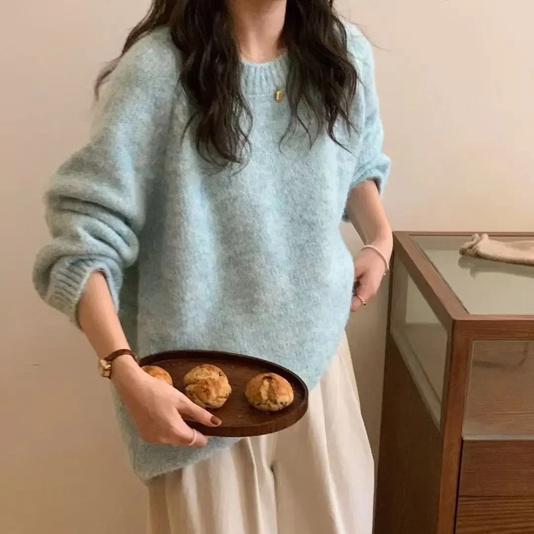 

Loose Sweater for Women Autumn Winter 2023 New Fashion Casual Long Sleeve O Neck Jumpers Chic Knitted Solid Pullover