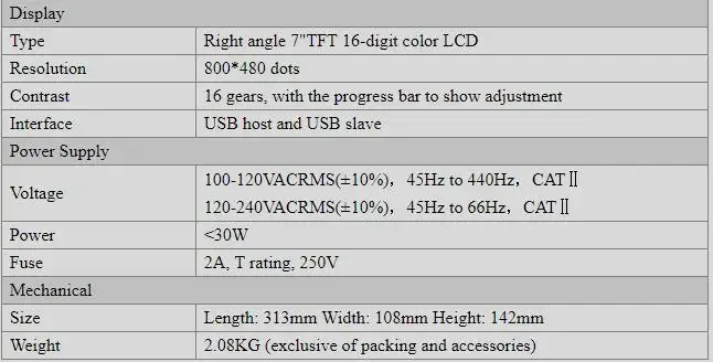 Hantek DSO5072P 70MHz 2CH 1GS/s Digital Storage Oscilloscope USB 7" TFT LCD 800x480 Display detail image 4
