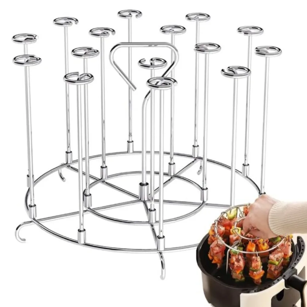 Easy to Use Stainless Steel Air Fryer Skewer Stand Detachable String Grill Vertical Grill Rack Skewer Holder 6Qt 8Qt Easy to Use Stainless Steel Air Fryer Skewer Stand Detachable String Grill Vertical Grill Rack Skewer Holder 6Qt 8Qt