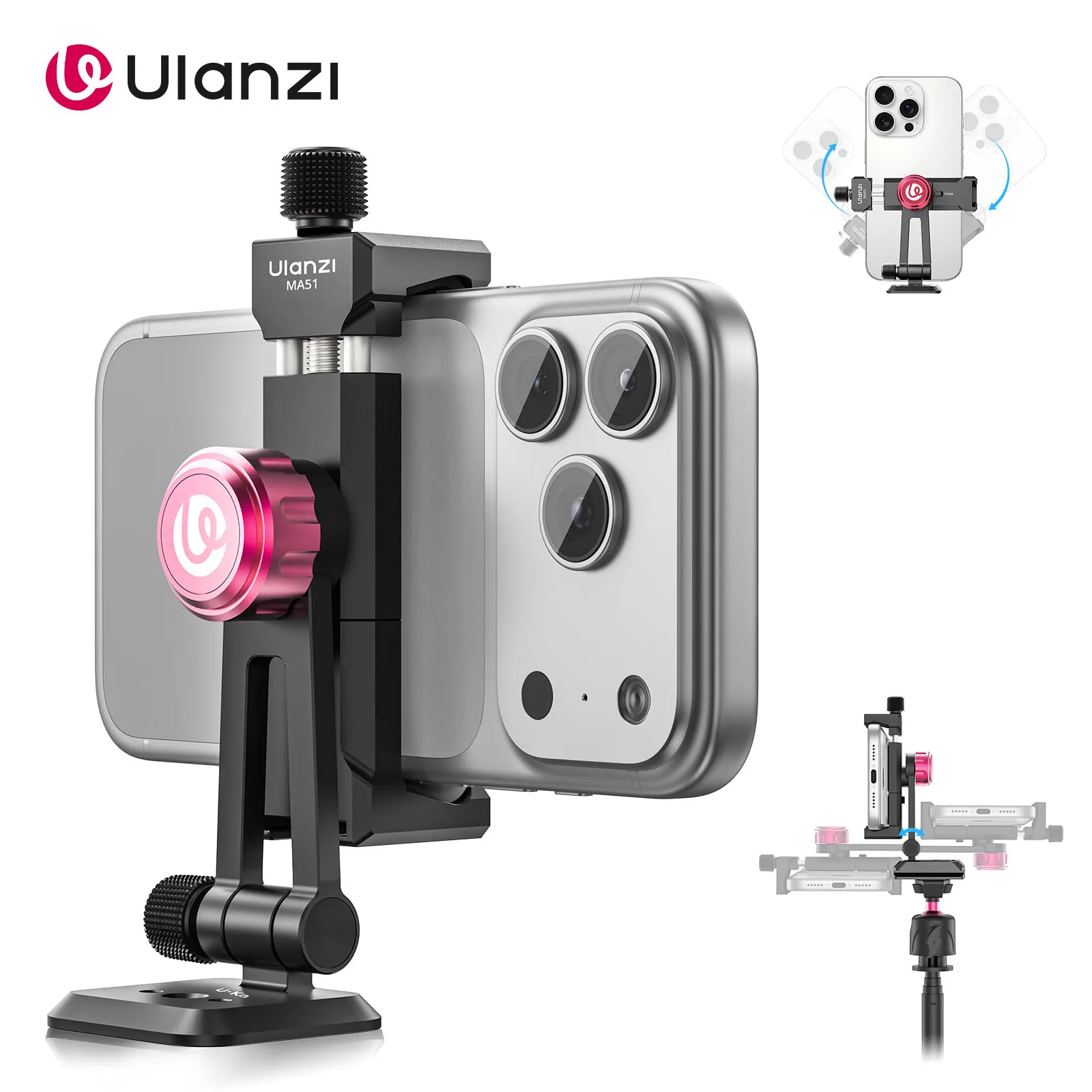 Ulanzi MA51 Magnetic Phone Clamp for iPhone 17 15 14 Android Phone