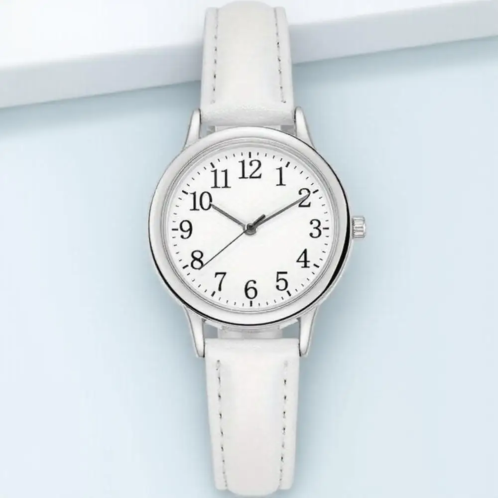Elegant Women's Quartz Watch with Simple Dial and PU Leather Strap