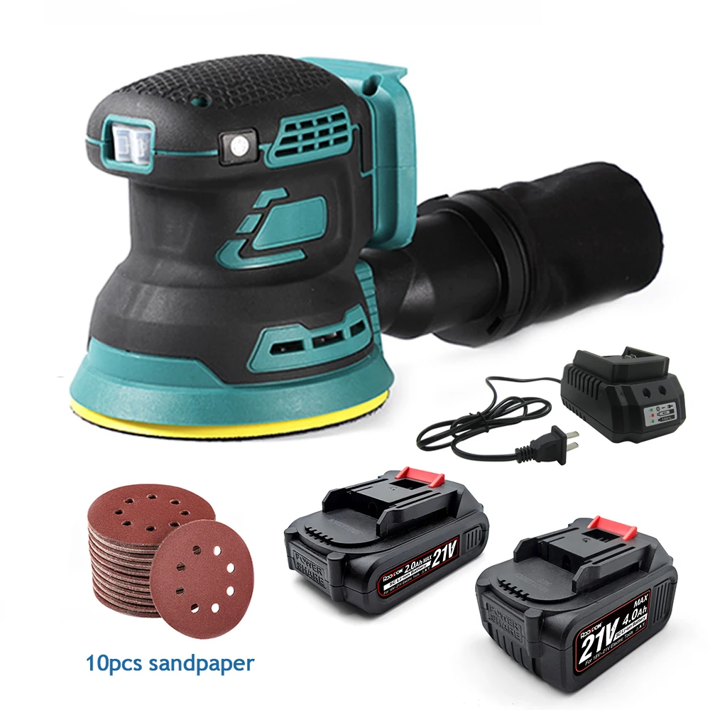Levigatrice Elettrica Senza Spazzole Da 125Mm Levigatrice Per Legno Orbitale Casuale Levigatrice Per Lucidatura A 3 Velocità Per Batteria Makita 18V