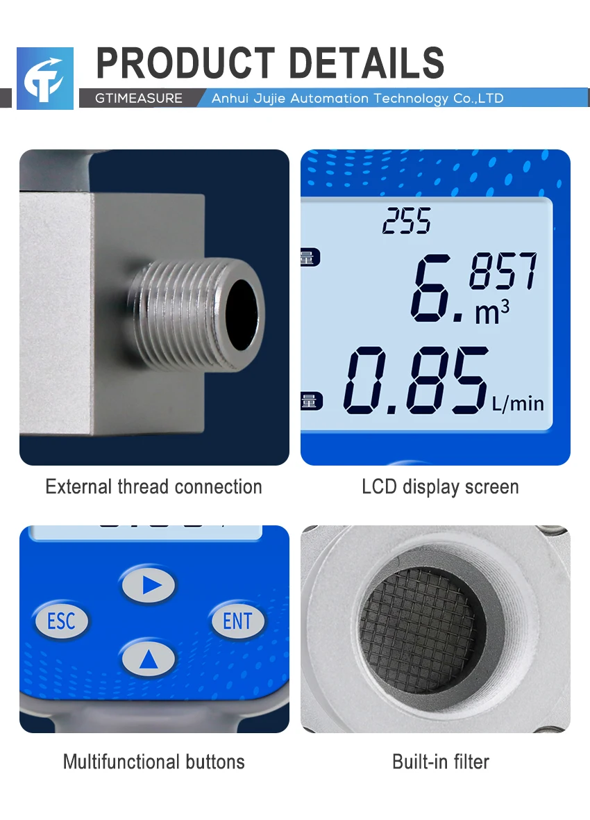 High Precision Gas Measuring Flowmeter Wide Range Aluminum Alloy Digital Thermal