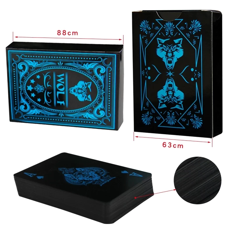 54Pcs Carte Pvc Impermeabile Pure Black Magic Box-Packed Plastic Playing Cards Set Deck Poker Classic Magic Tricks Tool Gioco Da Tavolo
