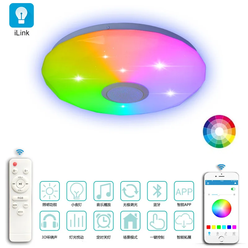 Ceiling Light Bluetooth Speaker Lamp Bluetooth Ceiling Speaker 36w Led Ceiling Aliexpress