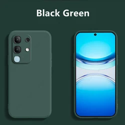 Enhanced Liquid Silicone Soft Phone Case Cover, Durable Protective Back Cover for vivo iQOO Z10x (Black Green)