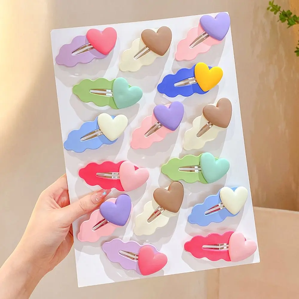 

Korean Style Children Candy Color Wave Heart Barrette Sweet Hair Clip Bangs Clip Kids BB Clip Hairpin Cute Hair Accessories