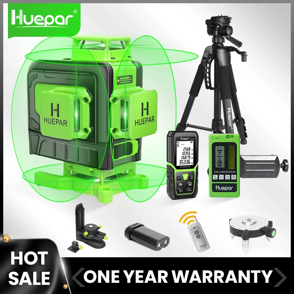 Laser Level 4D 16 Lines Cross Line Green Beam Multi function Remote Control Li-ion battery For Tiles Floor