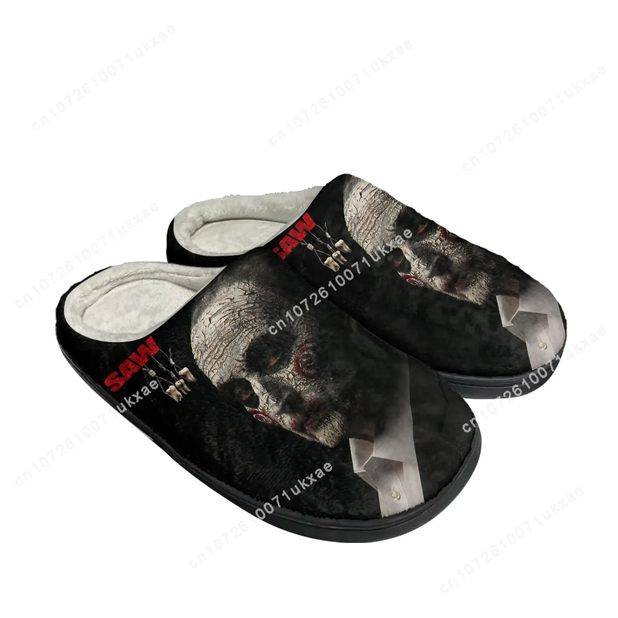 Saw Movie Horror Jigsaw Puppet Home Cotton Slippers Mens Womens Plush Bedroom Casual Keep Warm Shoes Indoor Customized Shoe