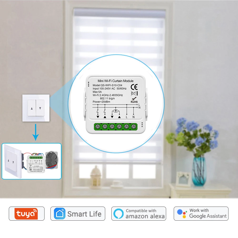 Tuya ZigBee 와이파이 스마트 커튼 스위치 모듈, 롤러 블라인드 셔터 전기 모터, 스마트 라이프 음성 제어, 알렉사 구글 홈