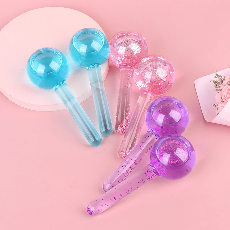 2/1pc Large Beauty Ice Hockey Energy Beauty Crystal Ball Facial Cooling Ice Globes Water Wave Face Eye Massage Skin Care Tool