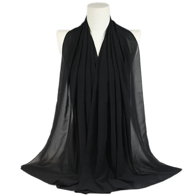 Solid Color Monochrome Pearl Chiffon Scarf Malaysia Hot Long Scarf Shawl Exported To Malaysia  Head Scarf Headwraps for Women