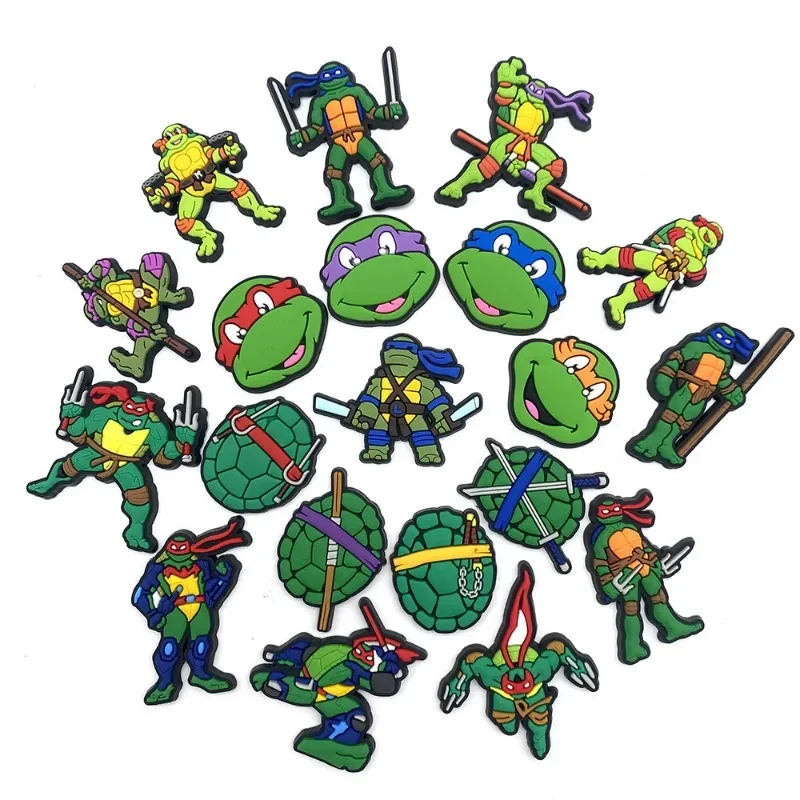 1Pcs Ninja Turtle Crocs Anime cool Charm DIY Shoe Buckle DIY Cartoon Charm Shoe Decorations Accessories Kids Birthday Gifts