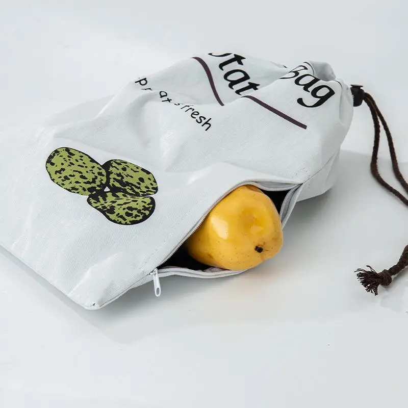 Kartoffel-Zwiebel-Aufbewahrungstasche, hält frisches Gemüse, Obst-Organizer, Kordelzug, Leinentaschen, wiederverwendbare Säcke, hält Keeper, großes Fassungsvermögen – Detail 10