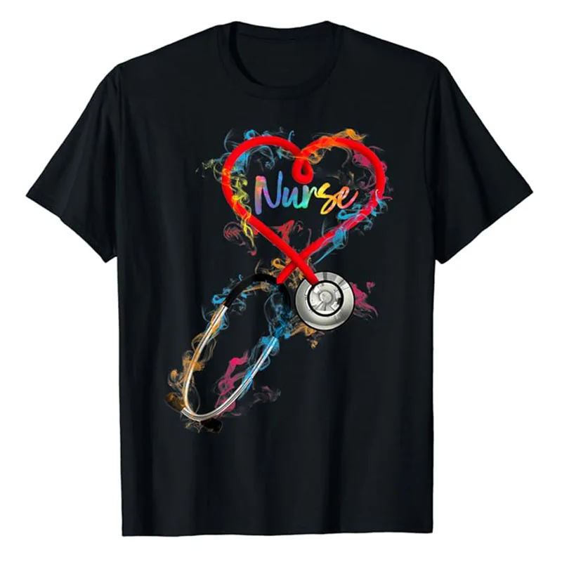 Watercol Nurse Life Nursing Nurse Week T-Shirt Gifts Women's Fashion Graphic Tee Short Sleeve Blouses Wife Sisters Hospital Tops