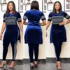 Velvet Slim Pencil Pant Sets Women Casual Two Piece Set Sequins Short Sleeve Long Top Matching Sets Tracksuit Streetwear 2024 2