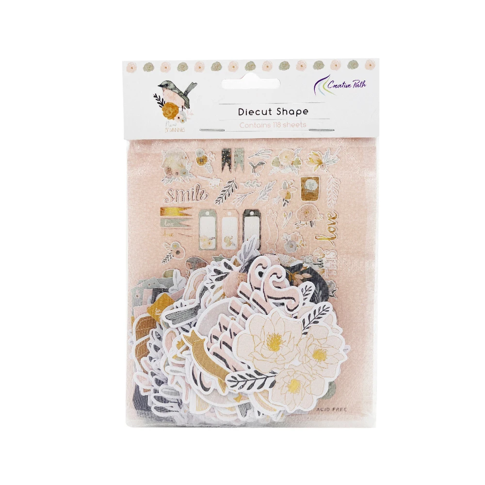 Paper Stickers Decorative Labels Stickers 118pc Creative Path Paper Die Cuts Ephemera Shapes Embellishments Foil Craft Material Scrapbooking Cardmaking Journal Decoration