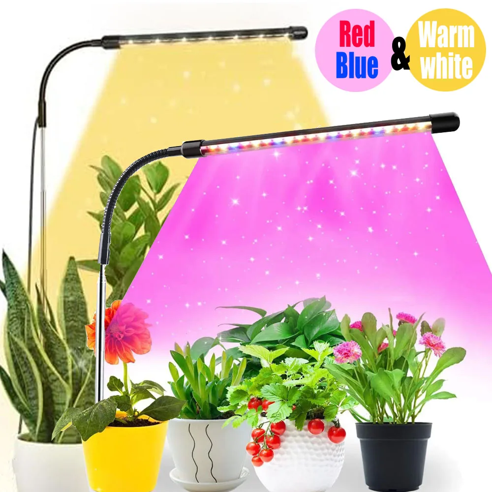 LED USB Grow Lamp Growth Light Full-Spectrum 5V Timed Dimming Switch Color Plug-in Telescopic Tube Red Blue Warm White 3 Color led grow lamp led plant light growing lamp bulb