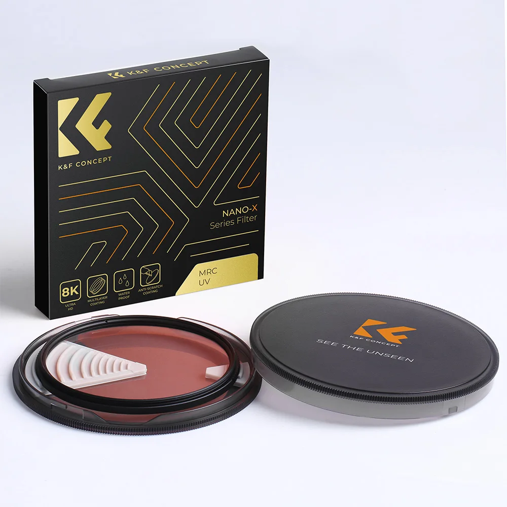 K & F Concept Nano-X UV 필터, 28 층 멀티 코팅 보호 코팅, 방수 카메라 렌즈 필터, HD 울트라 슬림, 37-127mm