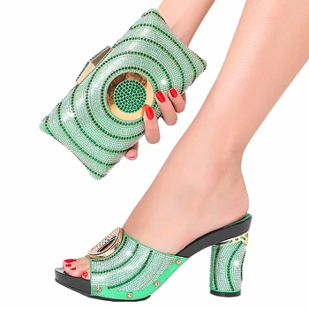 Alternative view of 2022 New Design Shoes Matching Bag Suits With Rhinestones Wedding New Italian Shoes Summer Sexy Beautiful Ladies Heel Slippers