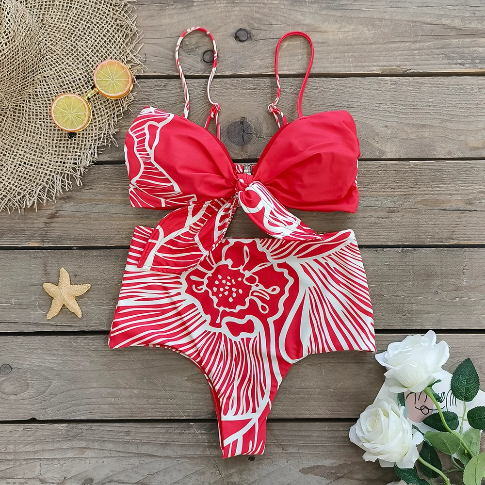 Women bikini sets Sexy Leopard And Leaves Print Bikinis Set Women Swimsuit Dot Bow Biquini Set Low Waist Brazilian Bathing Suit Beachwear Female