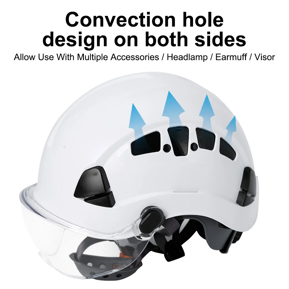 Construction Hard Hat with Visor Safety Helmet with Goggles Protective Working Rescue Cap Riding Helmet Rescue Climbing Helmets