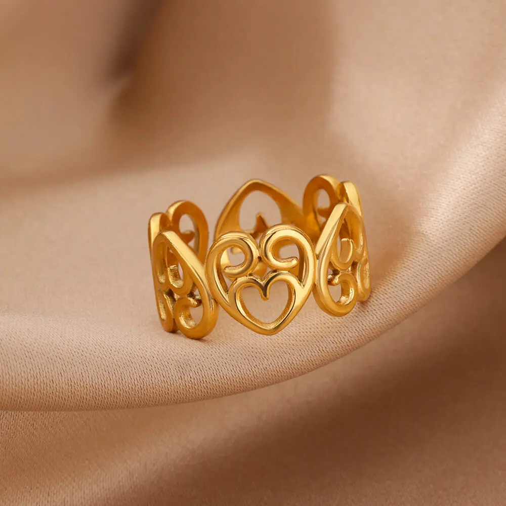 Stainless Steel Bow Flower Rings For Women