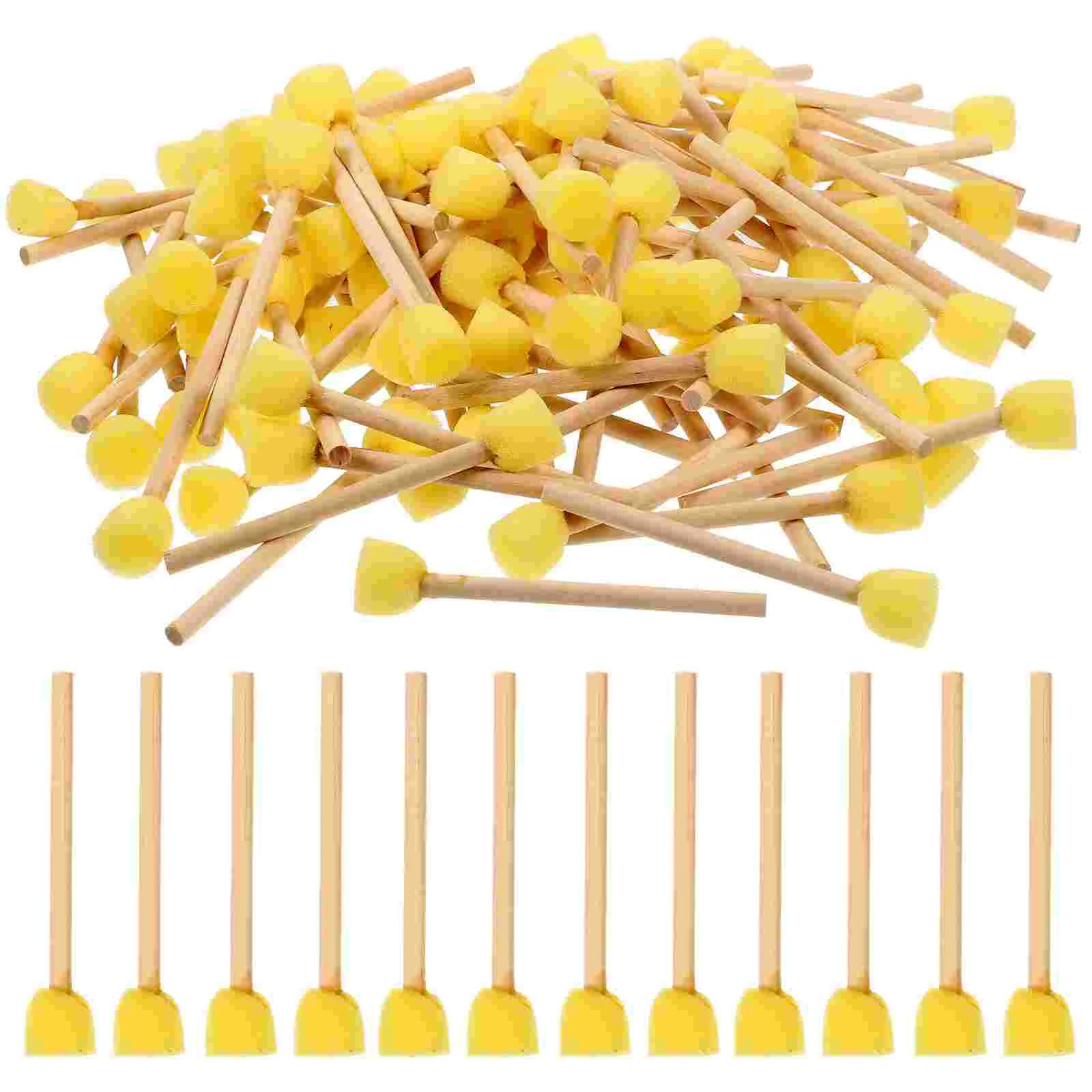 100 Pcs Sponge Brush with Wooden Handle Foam Brushes for Painting Graffiti Drawing Kit Kids