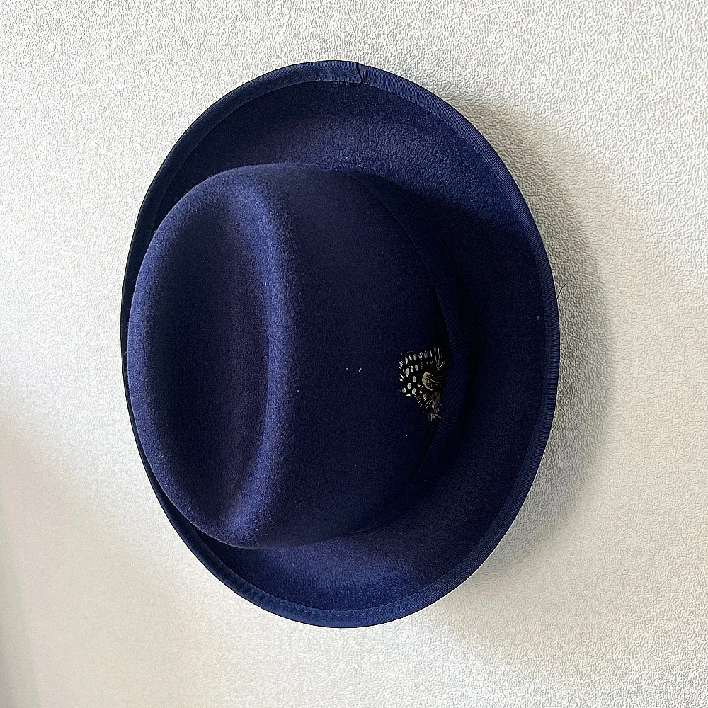 Fedora Hut Premium rosa Fedora Hut neue Frauen gekräuselte Schleife bunte Filzhut Männer konkave Top kurze Party Hut – Detail 23