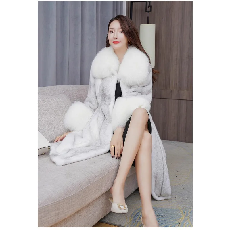 Luxury Brand Fur Coats Women Big Size Long Faux Fur Jacket Warm Thick Winter Jacket Fur Collar Long Sleeve Women Clothing