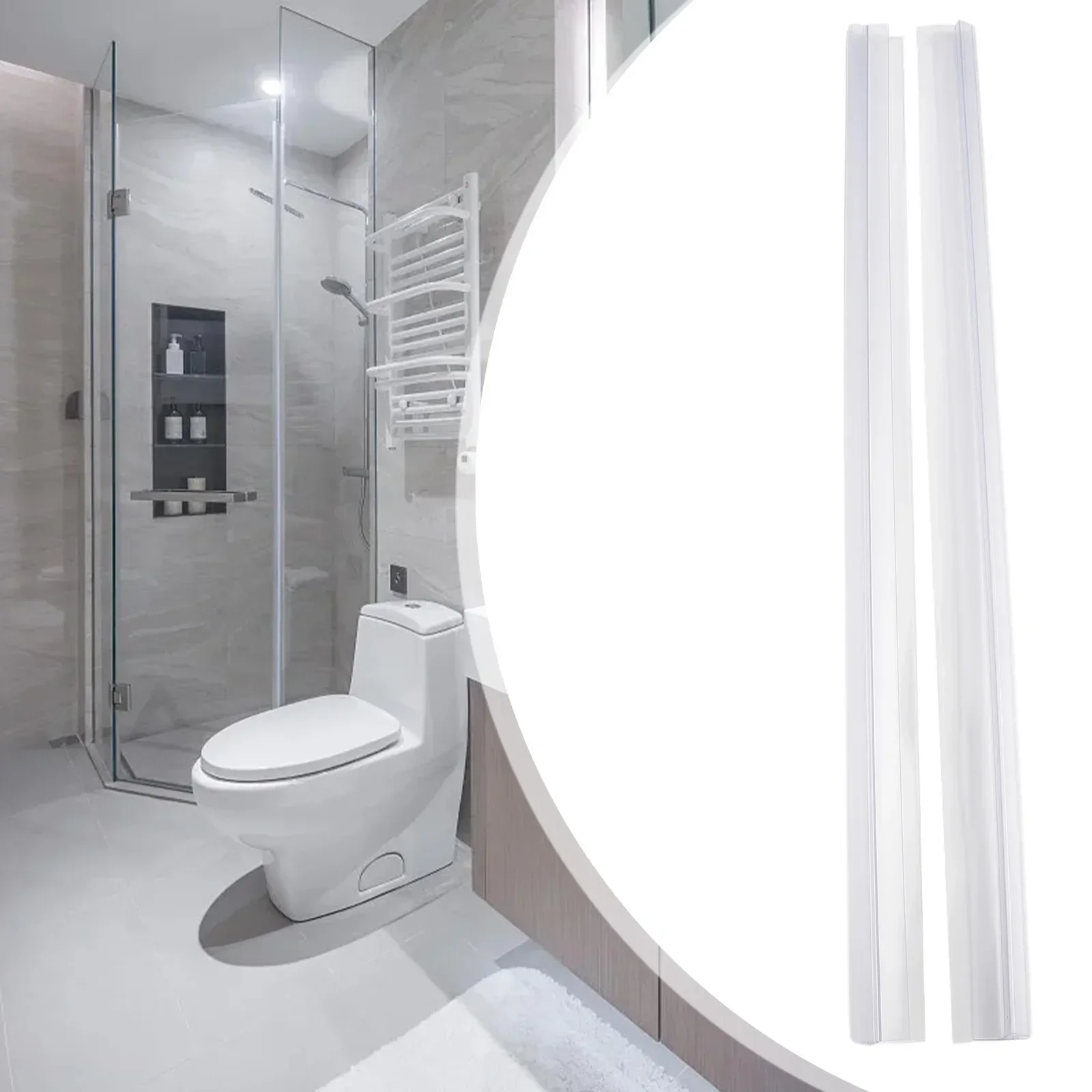 Bathroom Shower Screen Door Seal Strip PVC 2pcs 4-6mm 50cm