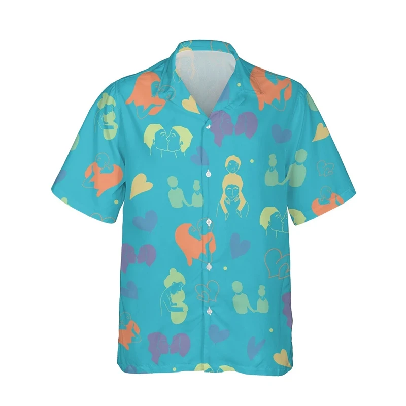 thumbnail image 1 of Camisetas con estampado 3D de arcoíris LGBT para hombres y mujeres, camisetas de manga corta con personalidad, camisetas casuales de verano con botones para hombres, 1 of 5