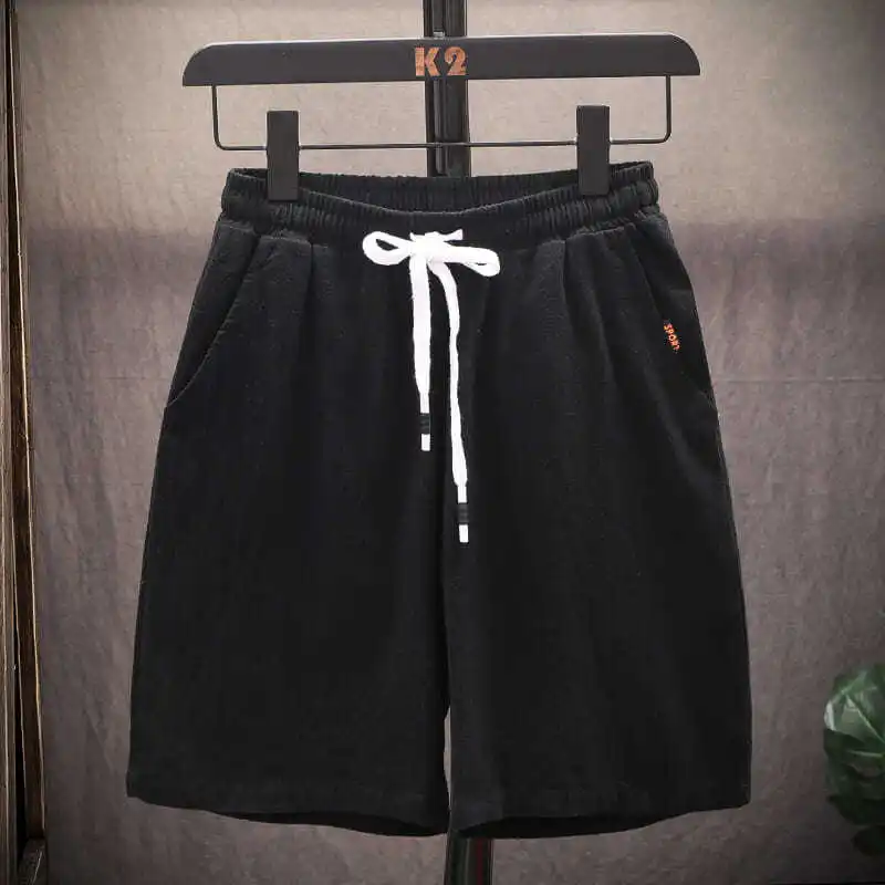 

2024 Men Summer Motion New Pure Cotton Solid Color Large Size Multicolor Loose Comfortable Korean Elastic Waist Harajuku Shorts