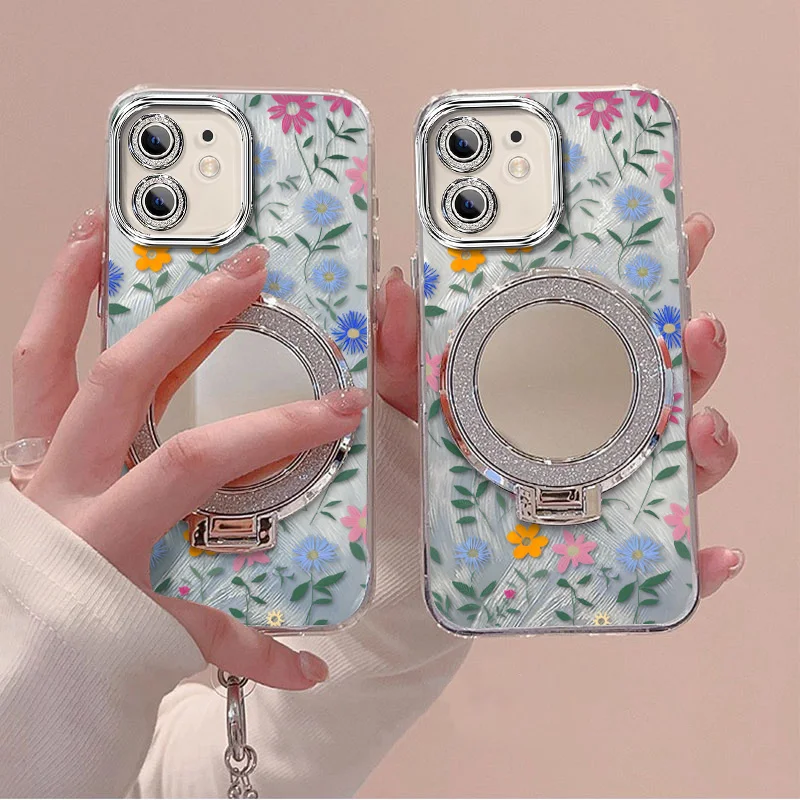 Cute Flower Phone Case Bundle with Lanyard and Stand